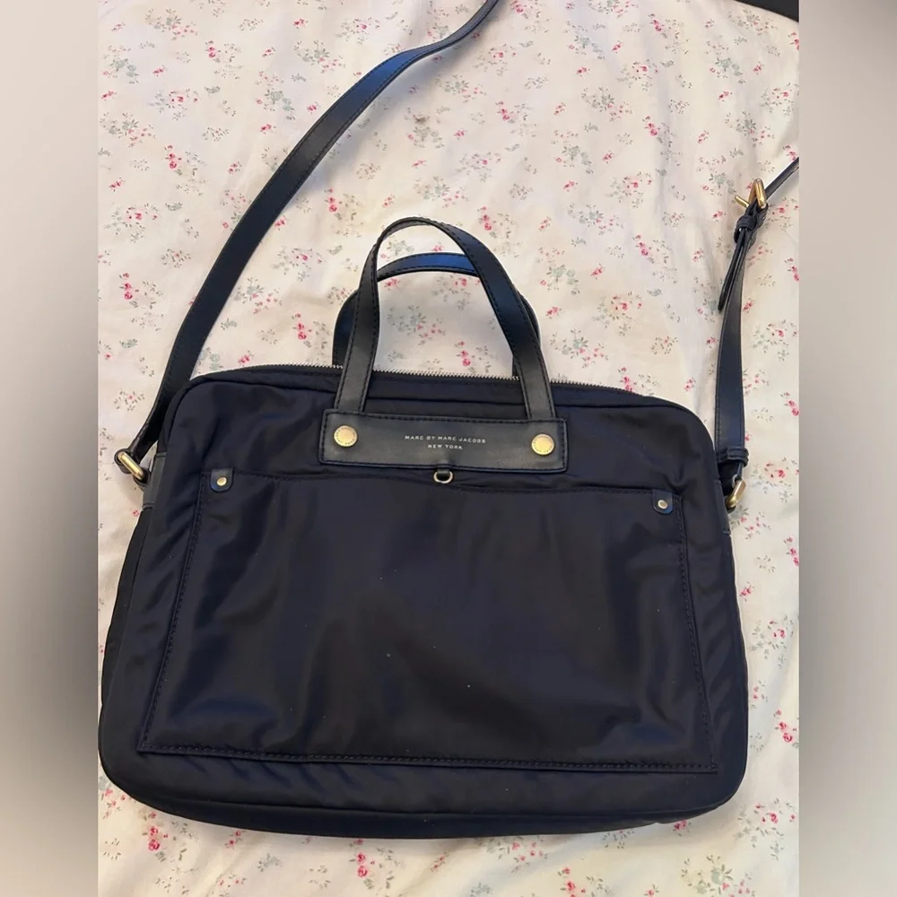 Marc by Marc Jacobs Black Laptop Bag with Gold Hardware
